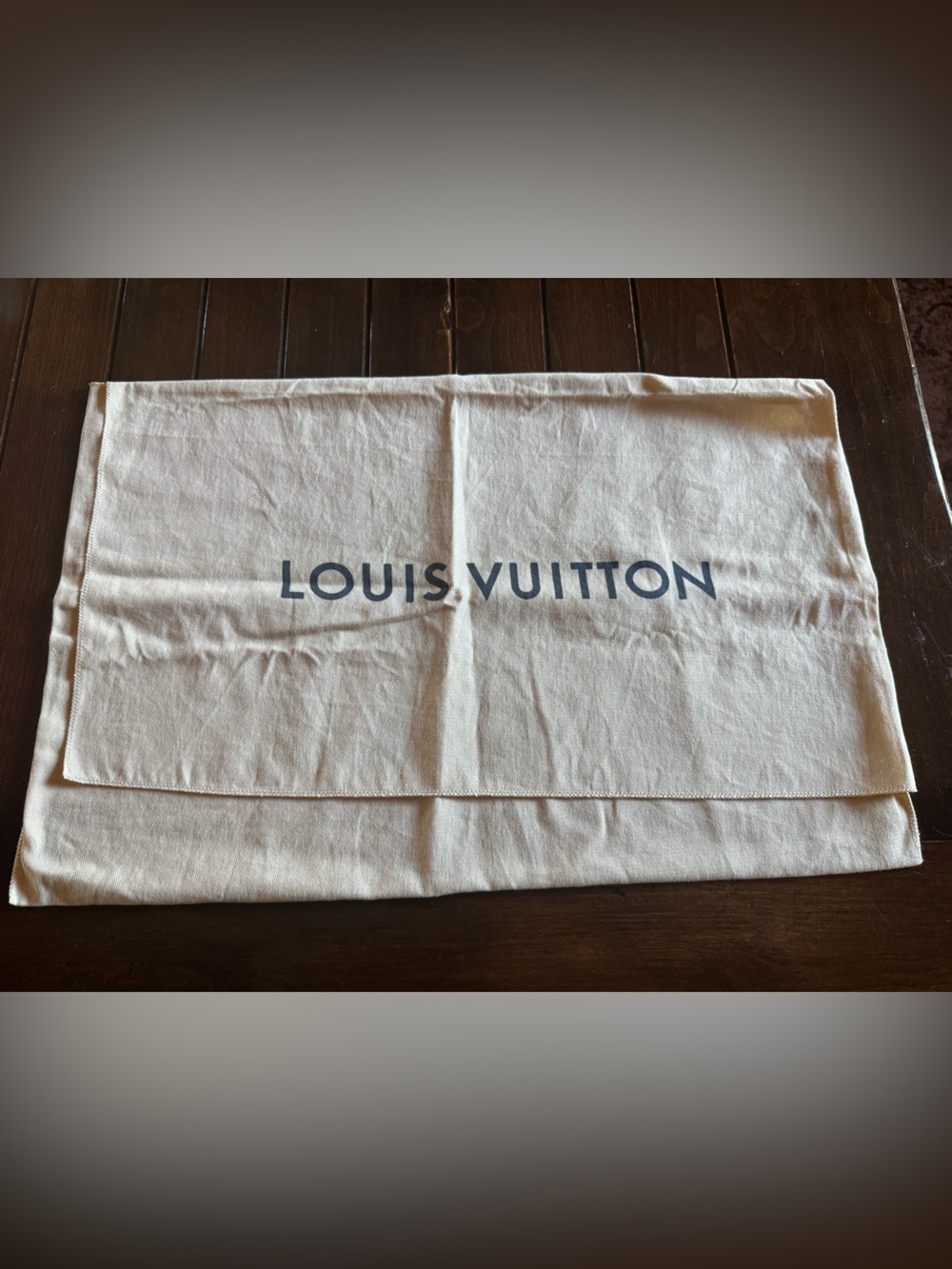 Louis Vuitton Cream Cotton Dust Bag with Blue Logo